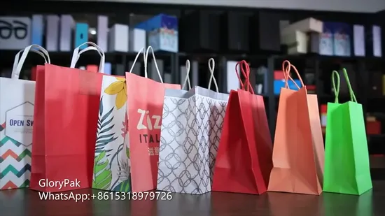 Sacola de compras de papel kraft personalizada com alça e seu próprio logotipo