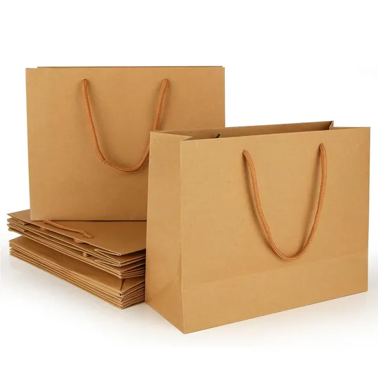 Sacola de papel para presente com logotipo personalizado, tamanho grande, embalagem com alça