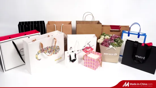 Sacola de compras feminina reciclada, branca/marrom/preta/verde/arte/kraft/papel revestido, para roupas/vestuário/presente