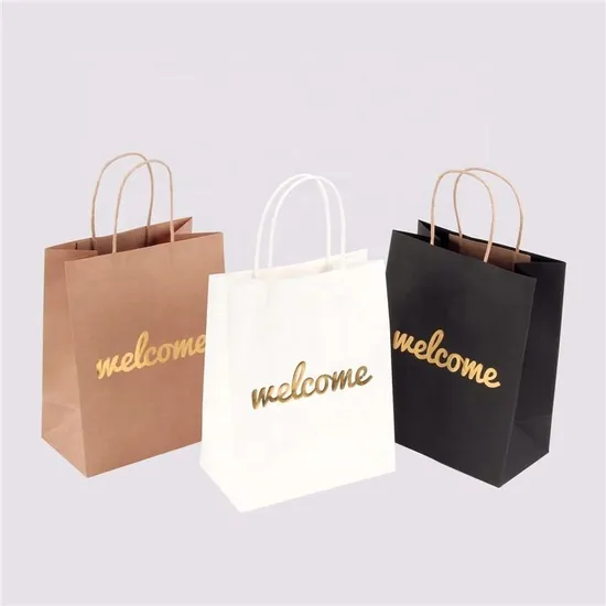 Sacola de papel kraft personalizada de camada única com fundo plano e corda de papel