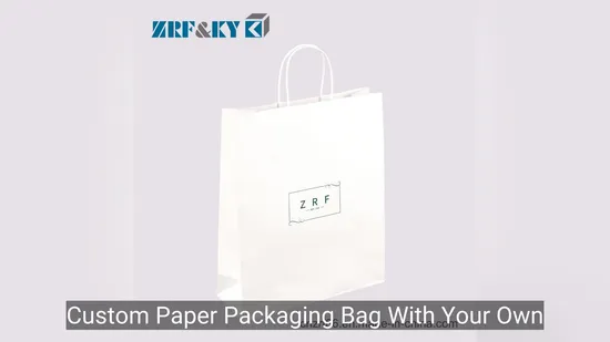 Sacolas de papel kraft branco personalizadas com alças para vestuário/compras/presentes, atacado/varejo