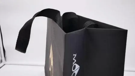 Embalagem de saco de presente em papel artístico fosco reciclado com logotipo em folha metálica